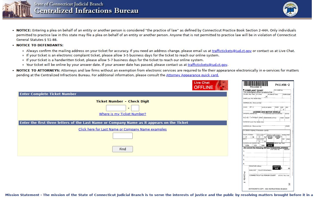 Bridgeport County traffic warrant search ticket portal
