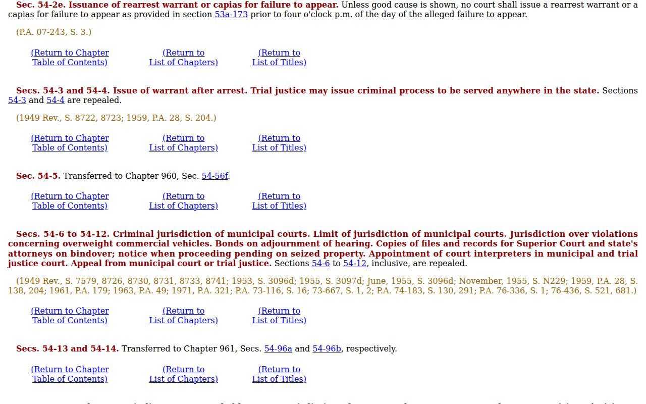 Bridgeport County arrest warrant timing statute
